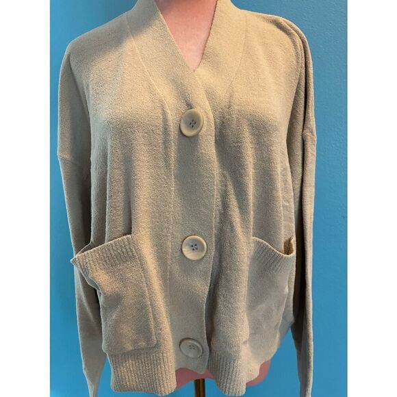 NWT Hello Nite Super Soft Cardigan Sweater Loungewear 2 Pockets Sea Pearl M - Picture 2 of 5